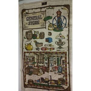 KAY-DEE: Linen Dish Towels - General Store Theme - Hand Printed (Set 2) (New)